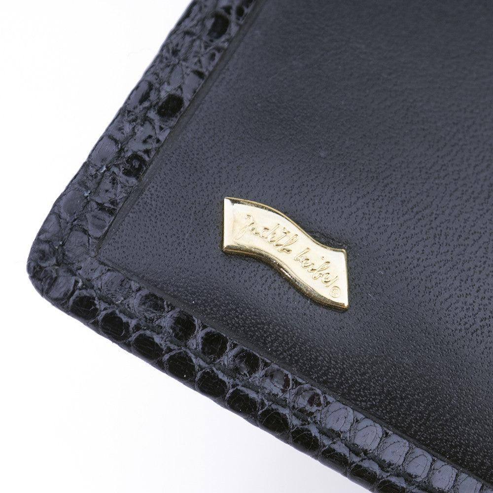 Women's Vintage Judith Leiber Black Leather Wallet, 1980s For Sale