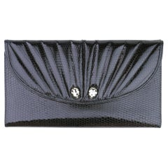 Vintage Judith Leiber Black Leather Wallet, 1980s