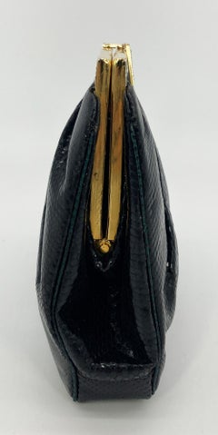 Judith Leiber Black Lizard Black Enamel Gold Top
