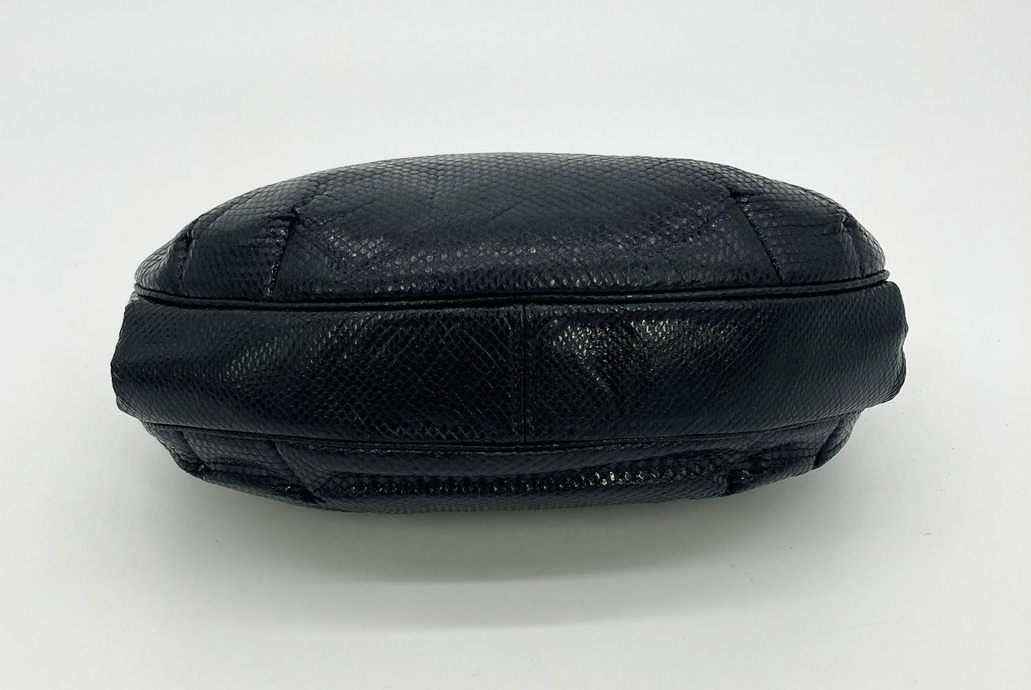 Women's Judith Leiber Black Lizard Clutch with Red Enamel Crystal Top For Sale