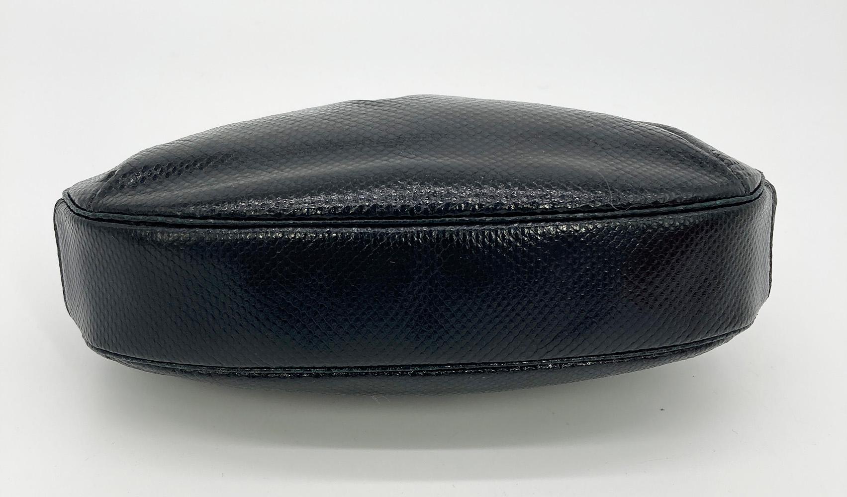 Judith Leiber Black Lizard Gemstone Top Shoulder Bag For Sale 1