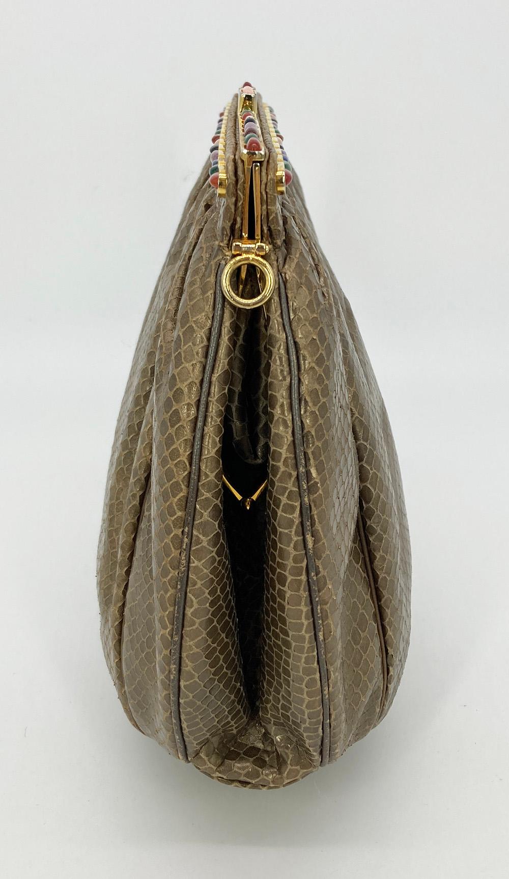 Judith Leiber Bronze Snakeskin Clutch For Sale 1