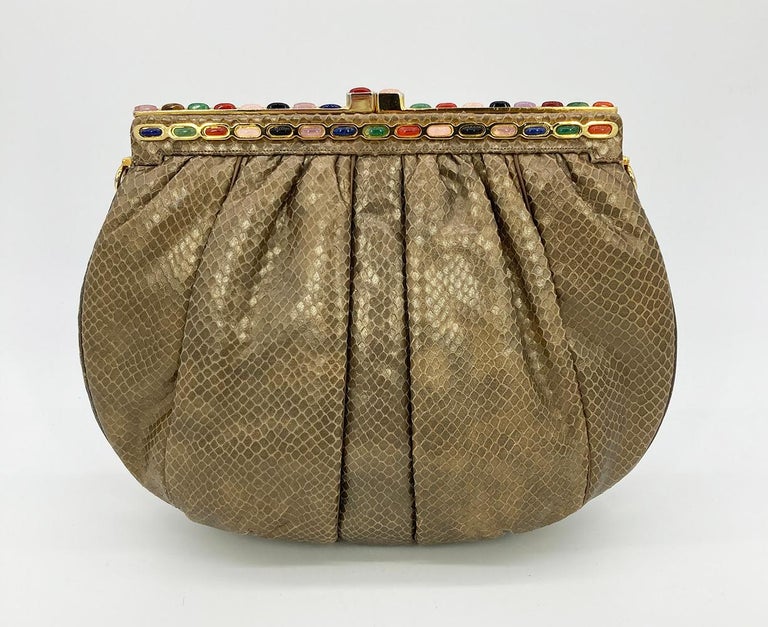 Judith Leiber Bronze Snakeskin Clutch For Sale at 1stDibs