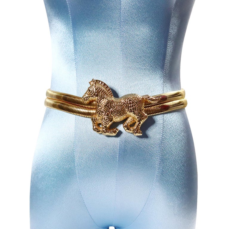 Vintage Judith Leiber Gold Horse Belt Circa 1980s at 1stDibs  display picture 3