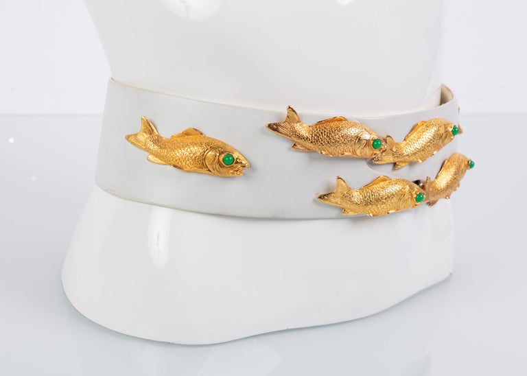 Vintage Judith Leiber Gold Koi Fish Leather Belt at 1stDibs