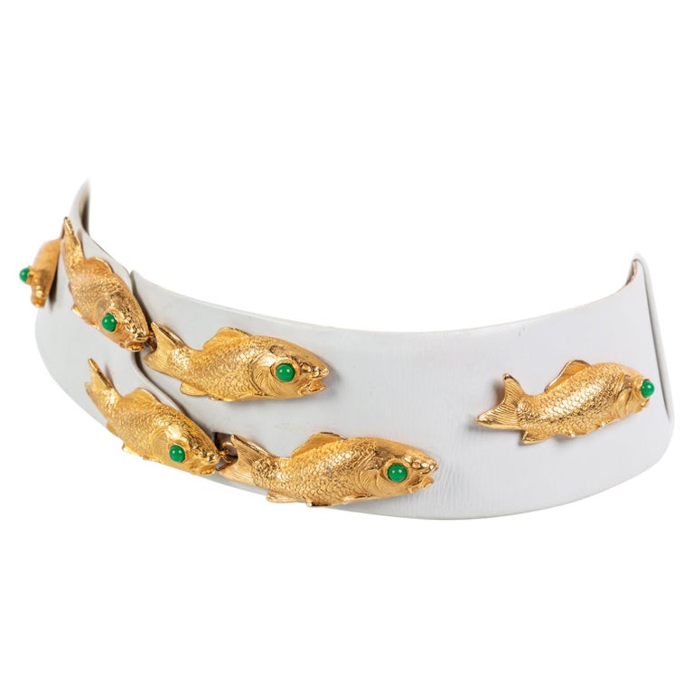 Vintage Judith Leiber Gold Koi Fish Leather Belt at 1stDibs