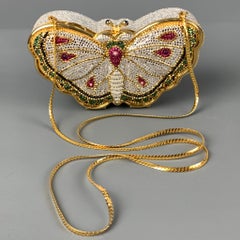 Vintage JUDITH LEIBER Gold Multi-Color Butterfly Rhinestones Handbag