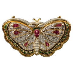 Vintage JUDITH LEIBER Gold Multi-Color Butterfly Rhinestones Handbag