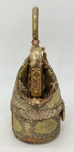 Vintage Judith Leiber Pink Gold Python Snakeskin 007 James Bond Bag