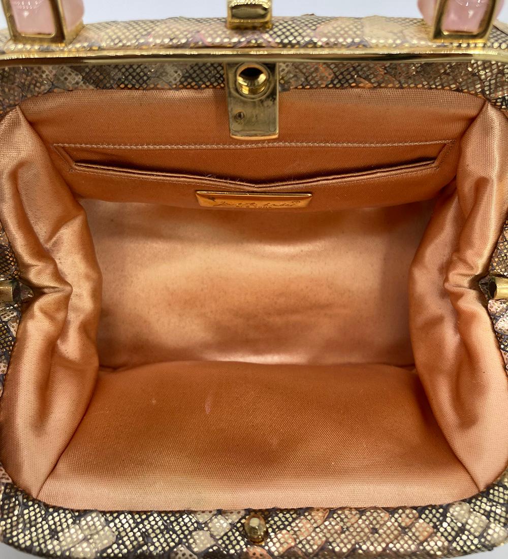 Bolso vintage Judith Leiber Piel de serpiente pitón oro rosa 007 James Bond en venta 3