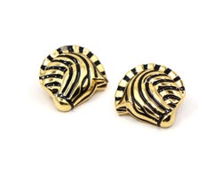 Vintage Judith Leiber Boucles d'oreilles zèbre en émail ton or