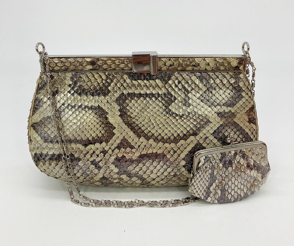 Judith Leiber Metallic Snakeskin Shoulder Bag For Sale 8
