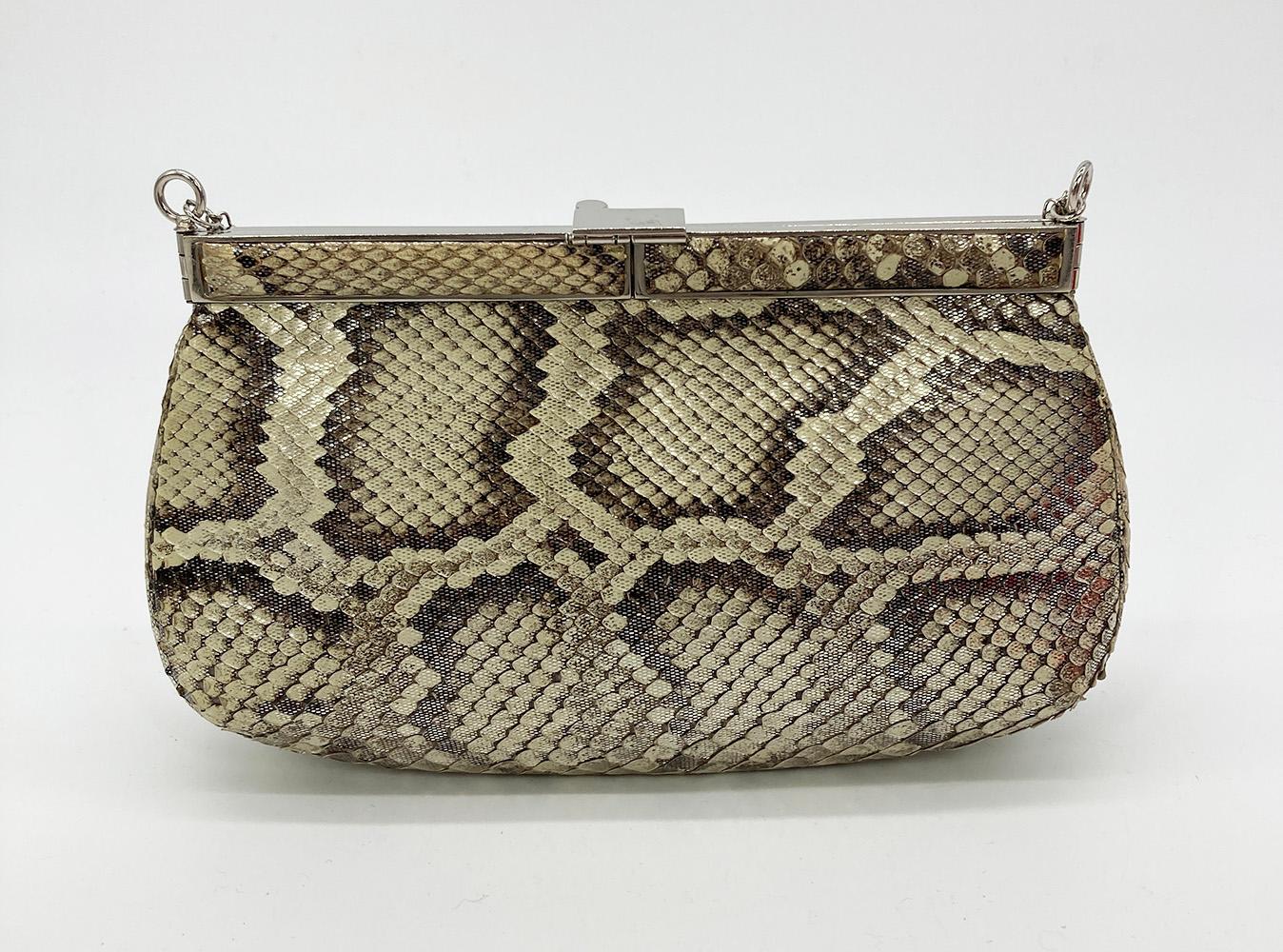Judith Leiber Metallic Snakeskin Shoulder Bag In Good Condition For Sale In Philadelphia, PA