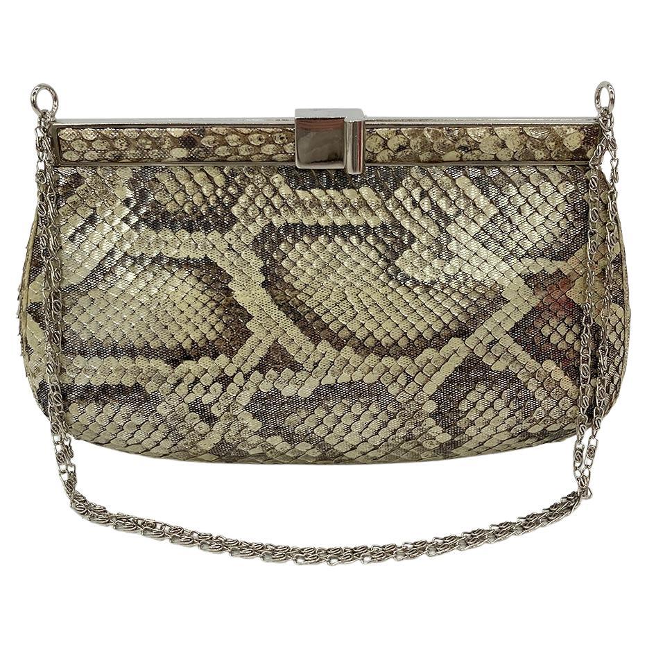 Judith Leiber Metallic Snakeskin Shoulder Bag For Sale