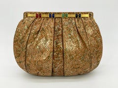 Vintage Judith Leiber Natural Tan and Brown Snakeskin Clutch