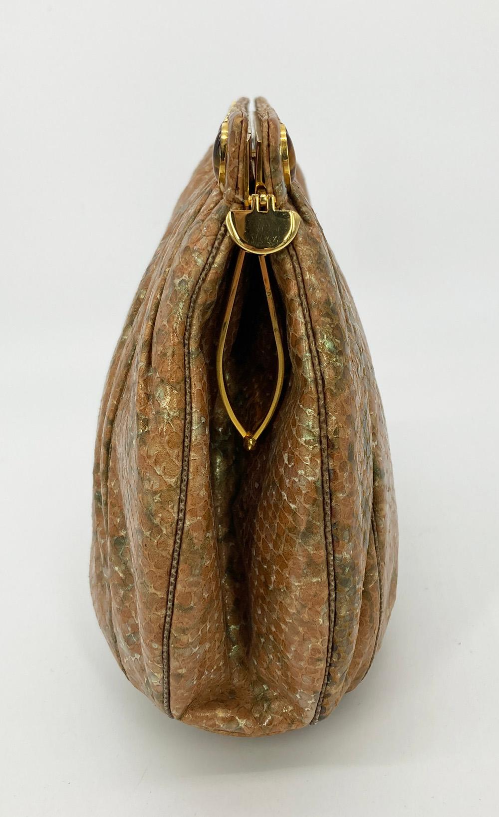 brown snakeskin clutch bag