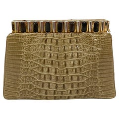 Judith Leiber - pochette en alligator corné naturel tan