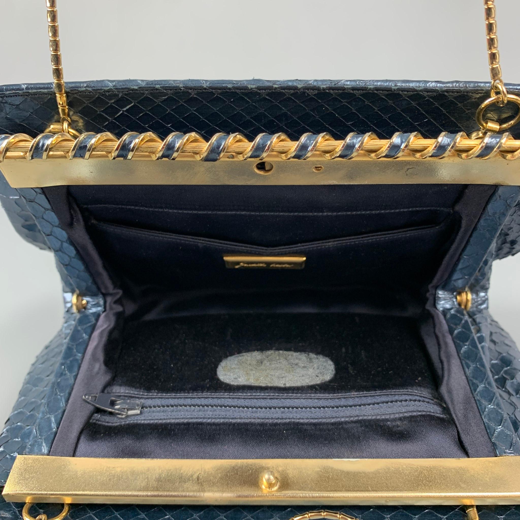 Women's Vintage JUDITH LEIBER Navy & Gold Snake Skin Evening Handbag