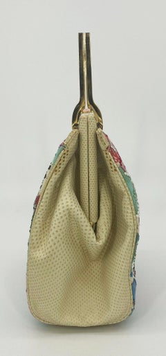 Vintage Judith Leiber Patchwork Quilt Cotton Swarovski Crystal Clutch