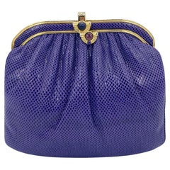 Used Judith Leiber Purple Lizard Clutch c1980s