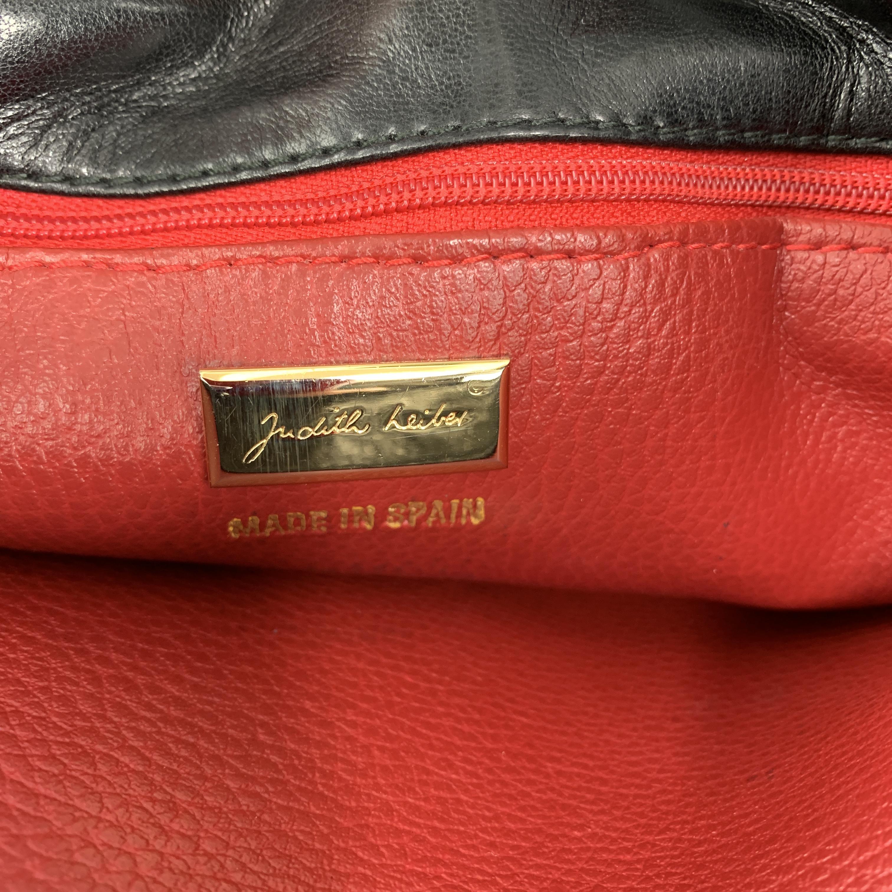 Vintage JUDITH LEIBER Quilted Black Leather Shoulder Handbag 4