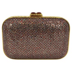 Vintage Judith Leiber Red and Gray Swarovski Crystal Minaudiere