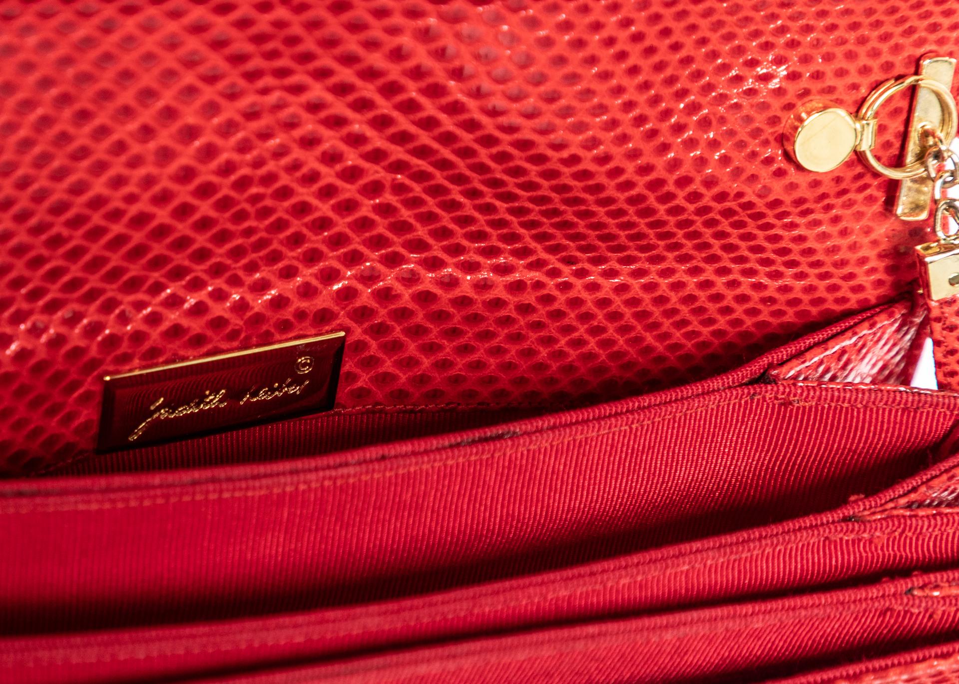 Vintage Judith Leiber Red Karung Tassel Bag 2