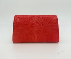 Vintage Judith Leiber Red Lizard Gemstone Front Clutch
