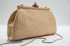 Vintage Judith Leiber Reptile Leather Jade Buddha Clasp Bag, 1980s