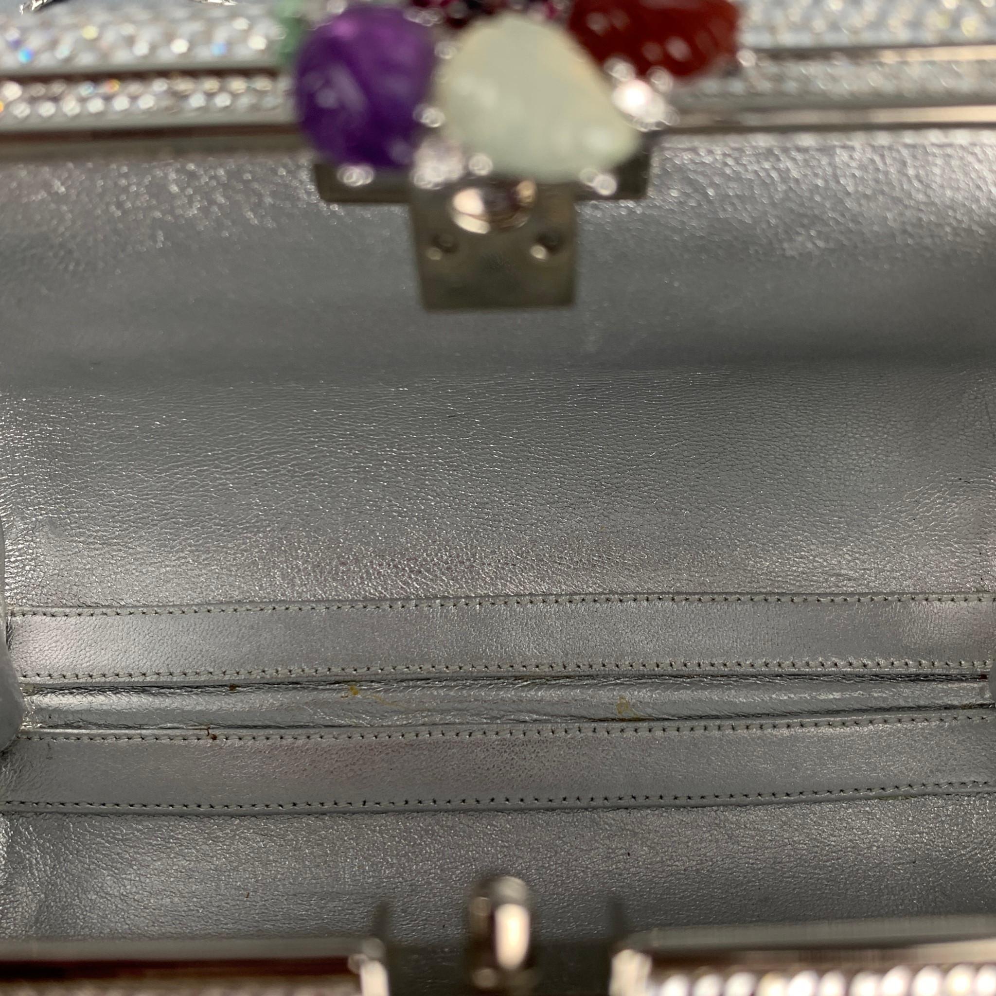 Vintage JUDITH LEIBER Silver Rhinestones Clutch Handbag 1