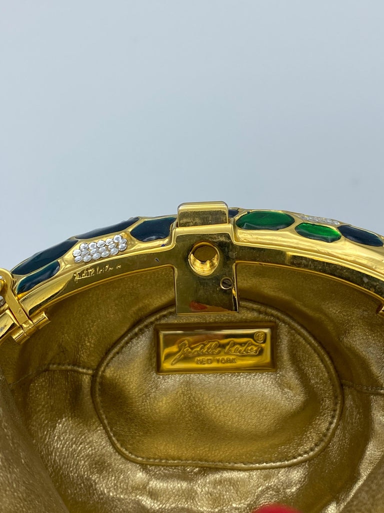 Black Vintage Judith Leiber Snake Clutch Crossbody Handbag For Sale
