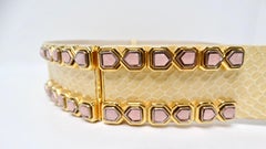 Vintage Judith Leiber Snakeskin Waist Belt With Pink Rhinestone Embellishments