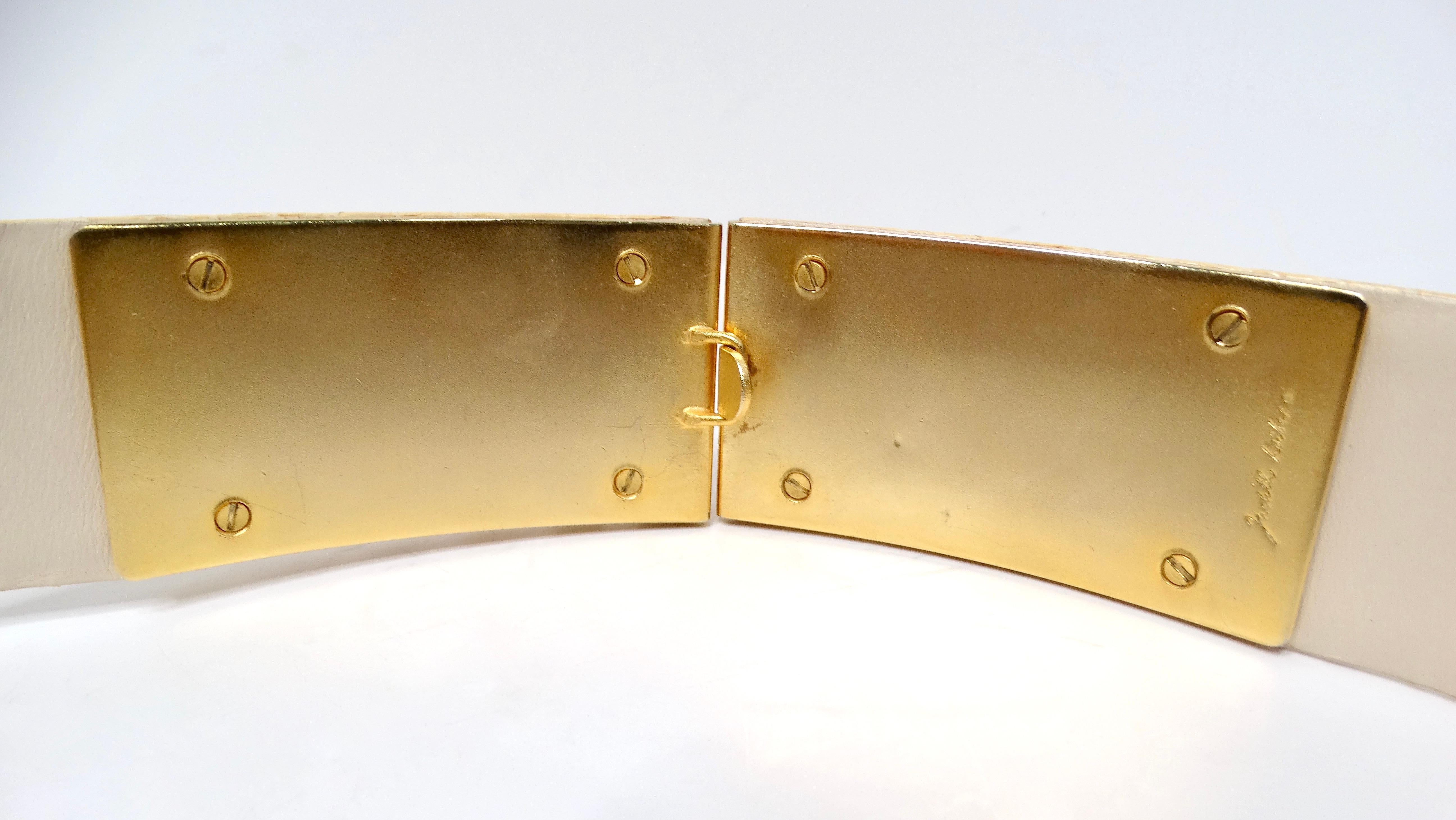 Judith Leiber ceinture vintage en peau de serpent avec ornements en strass rose en vente 1