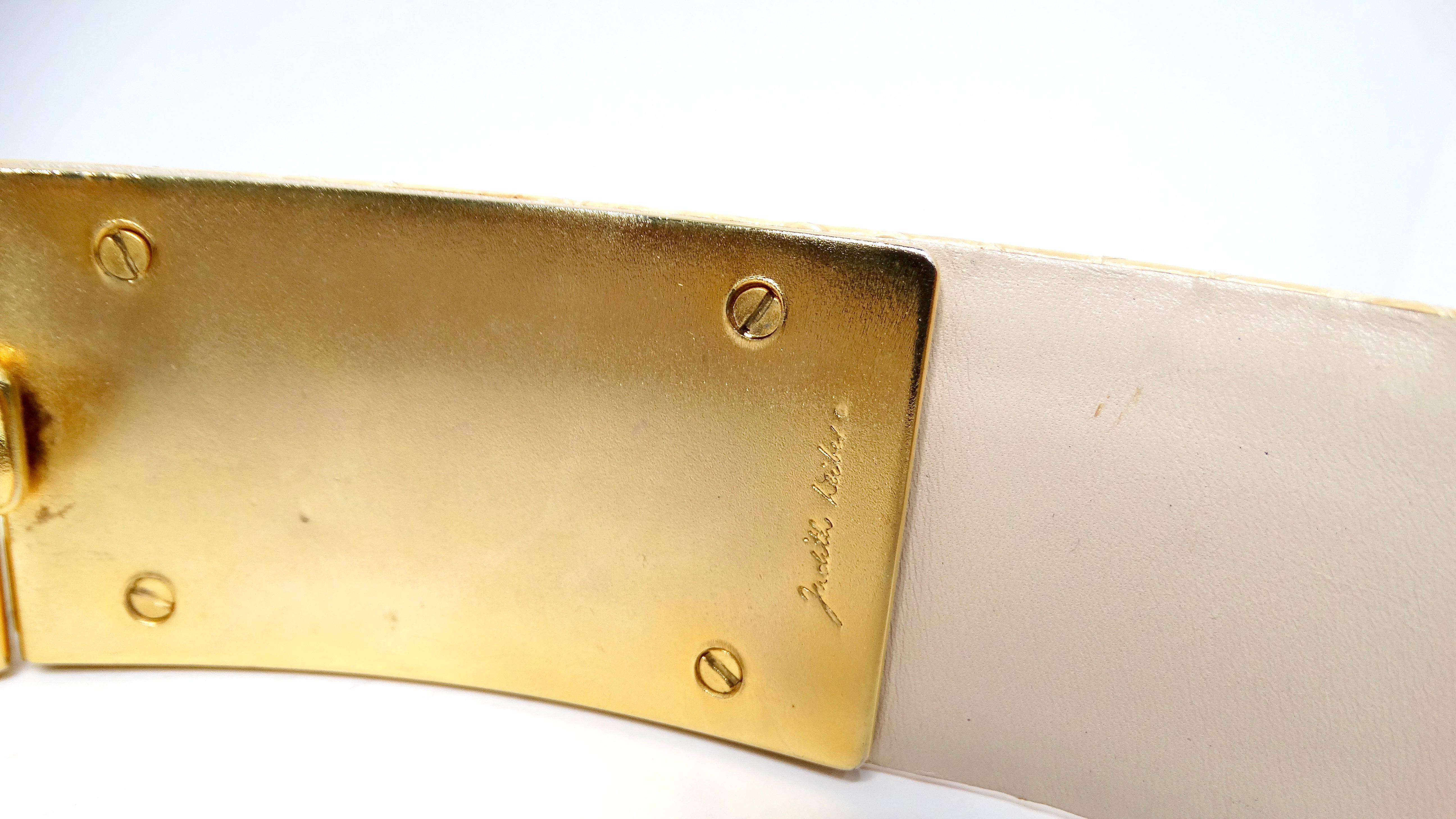 Judith Leiber ceinture vintage en peau de serpent avec ornements en strass rose en vente 2