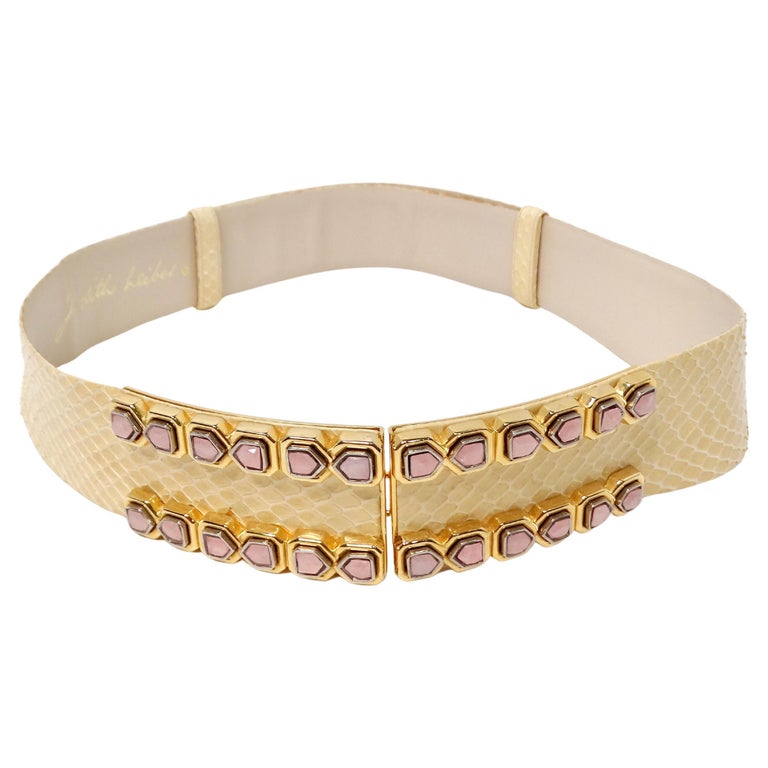 Vintage Judith Leiber Snakeskin Waist Belt With Pink  display picture 2