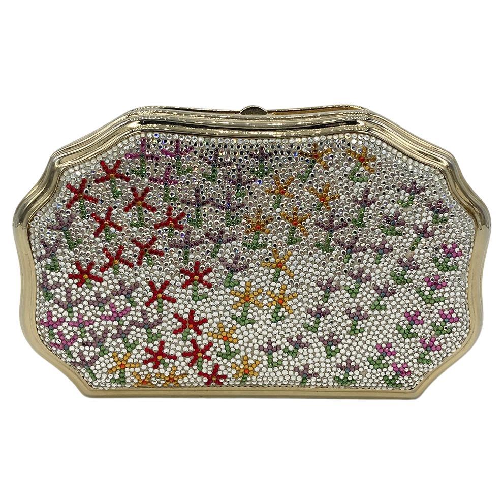 Judith Leiber - Minaudire vintage  imprim floral avec figurine en bton en vente