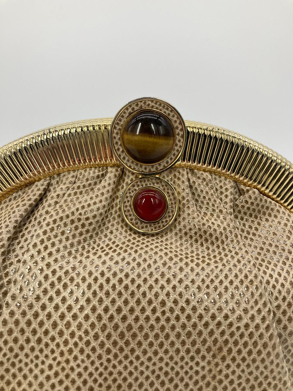 Judith Leiber - Pochette vintage en lézard brun clair Pour femmes en vente