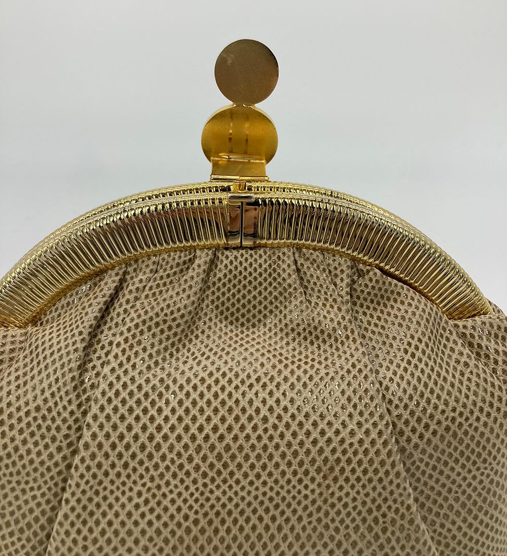 Judith Leiber - Pochette vintage en lézard brun clair en vente 1