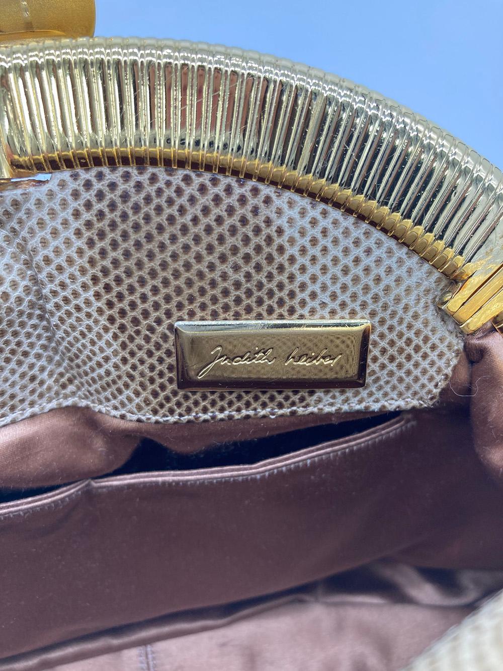Judith Leiber - Pochette vintage en lézard brun clair en vente 3