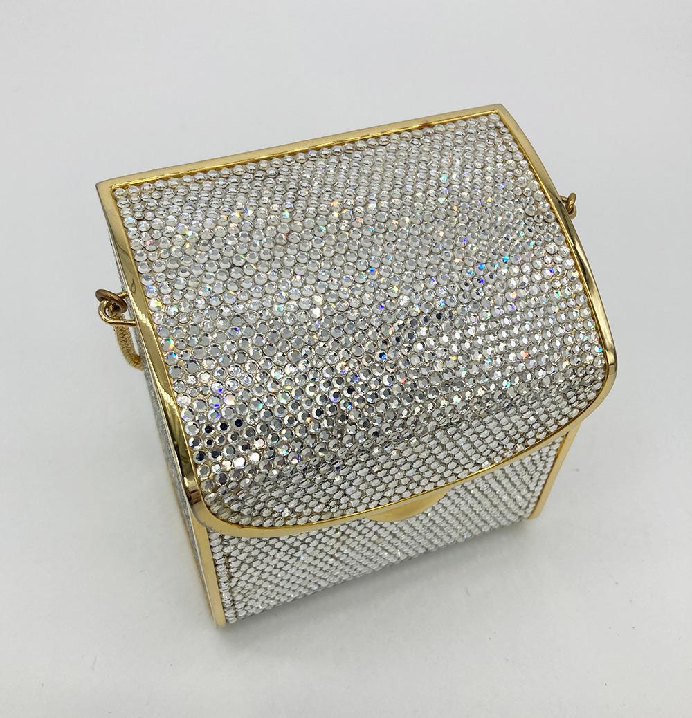 Vintage Judith Leiber Top Flap Crystal Shoulder Bag Minaudiere en vente 1