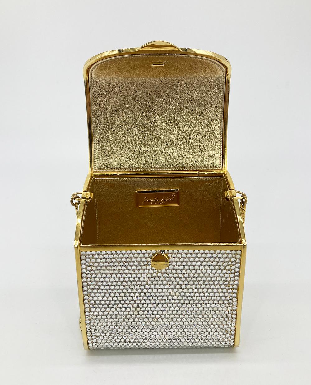 Vintage Judith Leiber Top Flap Crystal Shoulder Bag Minaudiere In Excellent Condition For Sale In Philadelphia, PA
