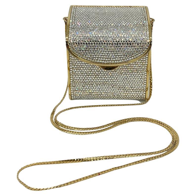 Vintage Judith Leiber Top Flap Crystal Shoulder Bag Minaudiere For Sale