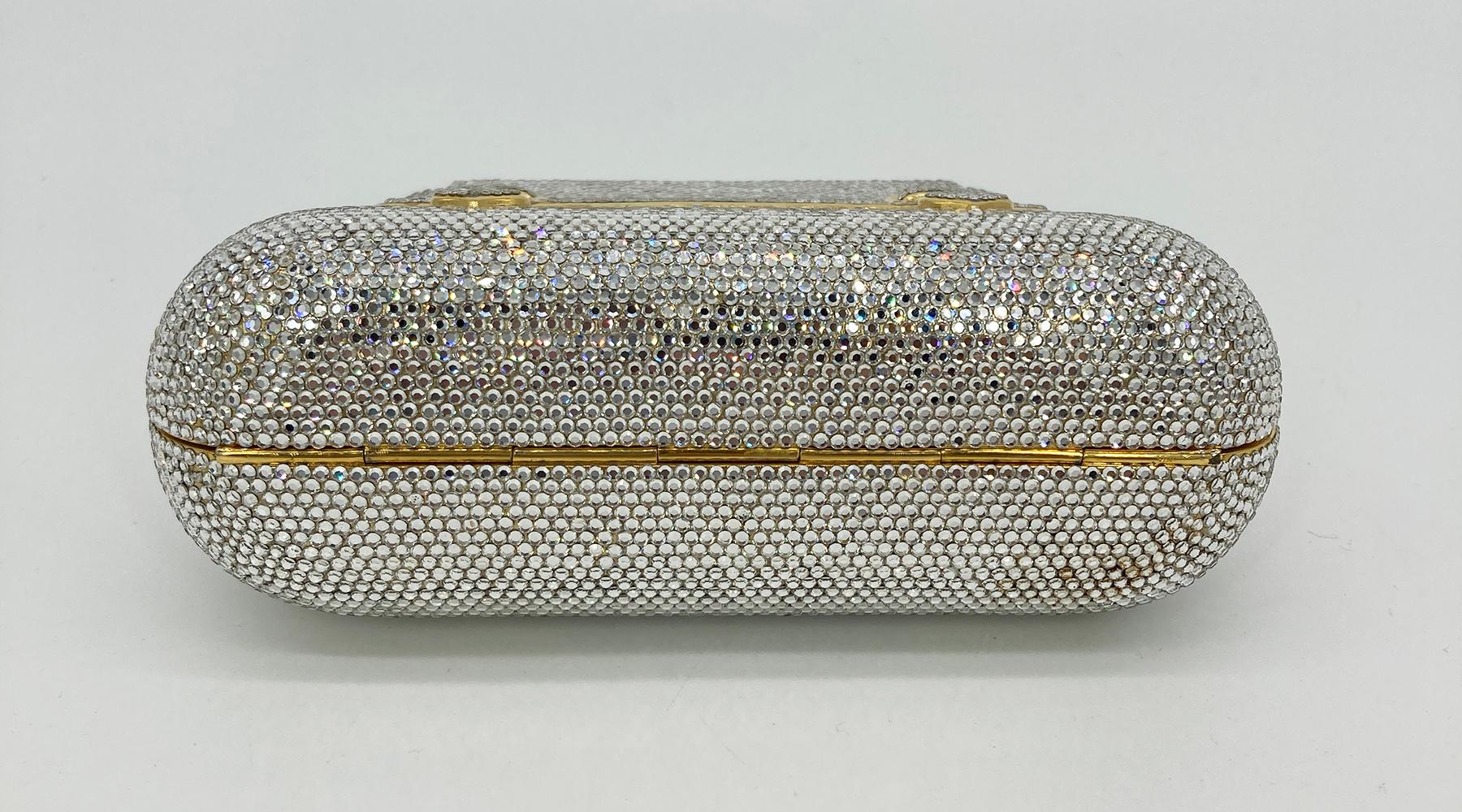 Brown Vintage Judith Leiber Top Handle Swarovski Crystal Minaudiere