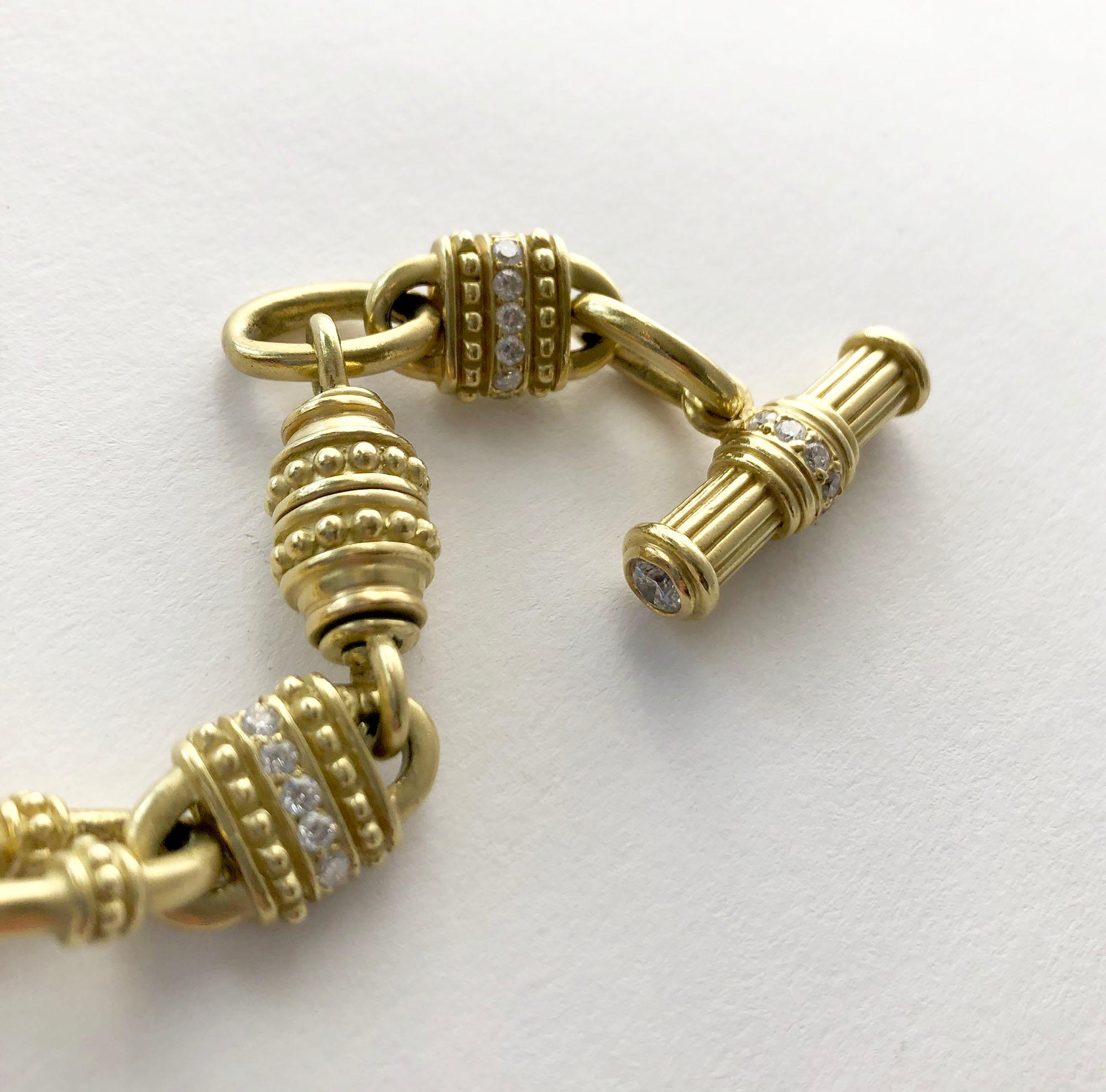 Artisan Vintage Judith Ripka 18 Karat Gold Diamond Chain Link Bracelet