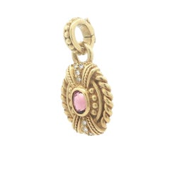 Ciondolo vintage Judith Ripka in oro 18 carati con tormalina e diamanti, modello "Enhancer" grande