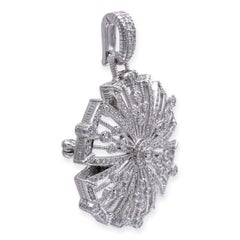 Colgante broche vintage Judith Ripka de oro blanco de 18 quilates con diamantes redondos de relleno