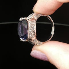 Anello vintage Judith Ripka in oro bianco 18 carati con tanzanite, iolite e diamanti, misura 6,25