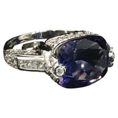 Anello vintage Judith Ripka in oro bianco 18 carati con tanzanite, iolite e diamanti, misura 6,25