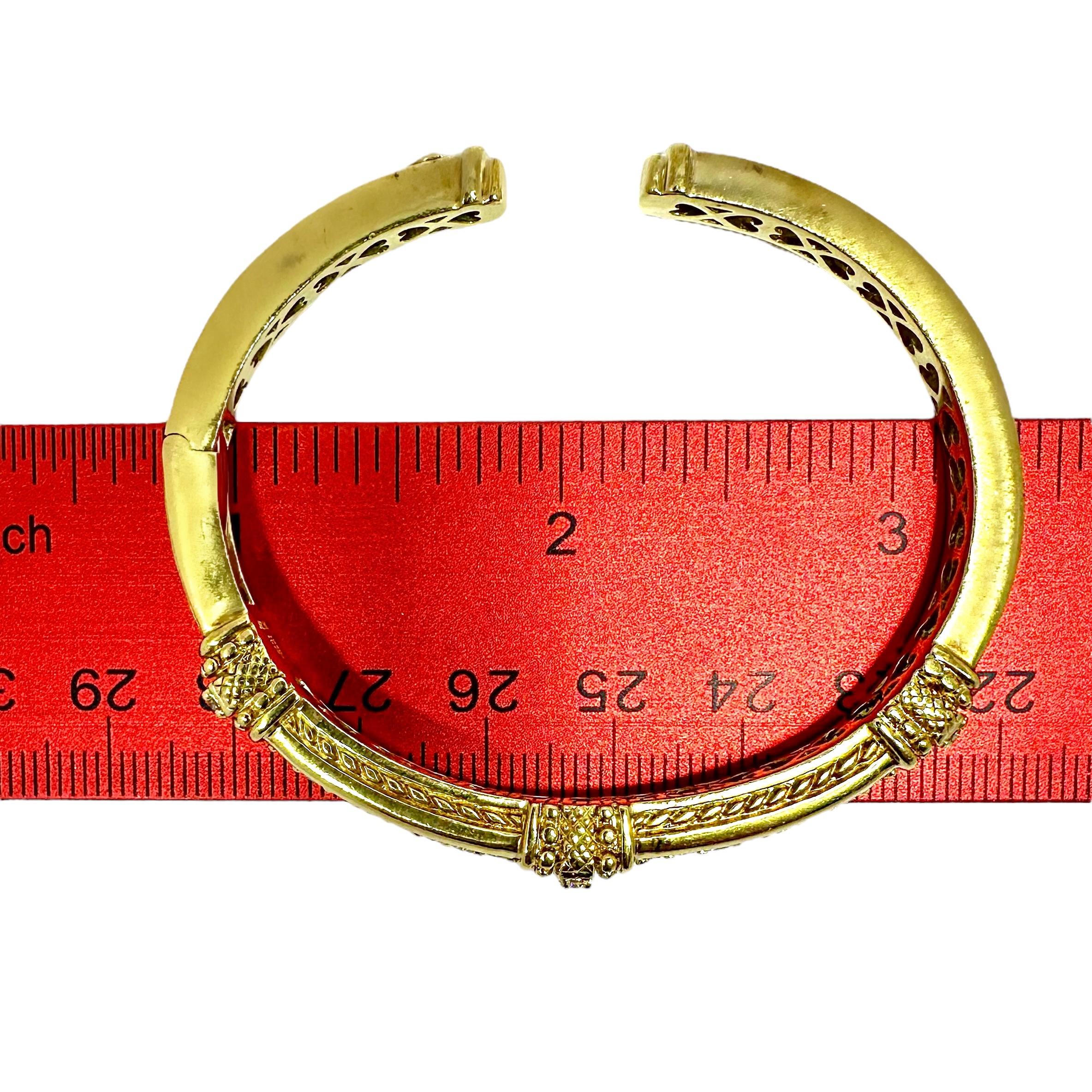 Vintage Judith Ripka Gold and Diamond Bangle Bracelet For Sale 7