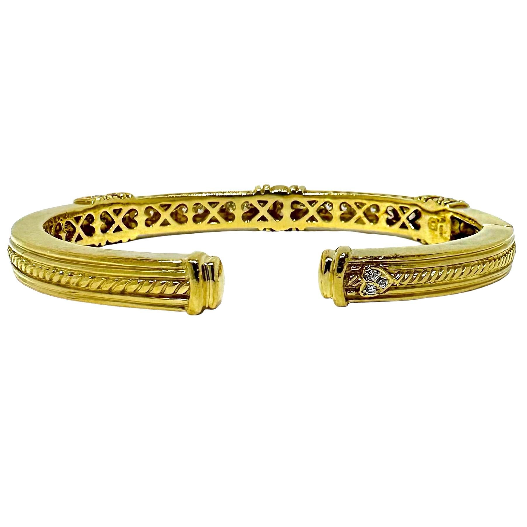Vintage Judith Ripka Gold and Diamond Bangle Bracelet For Sale 1